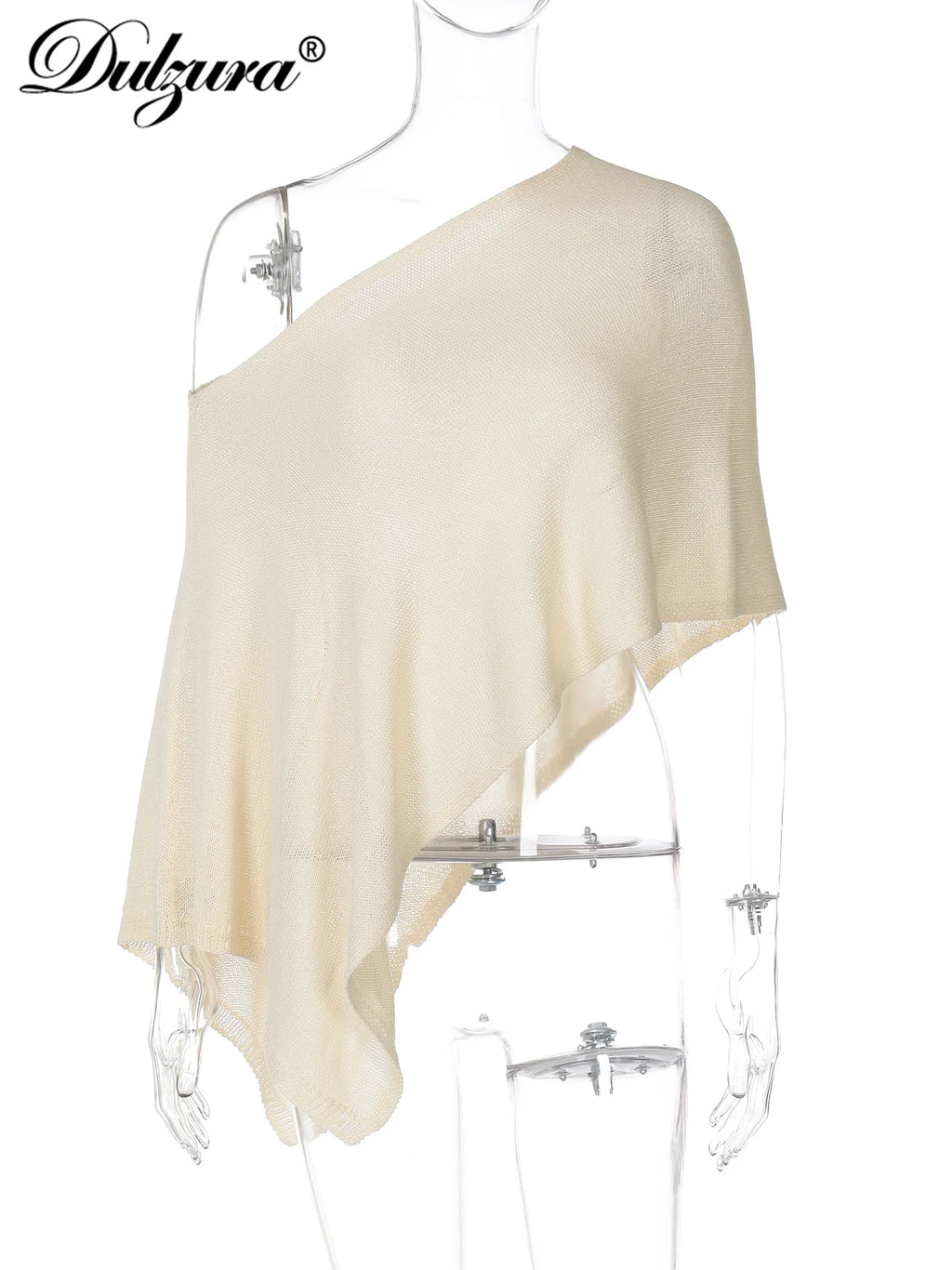 Dulzura Summer Latest Fashion Sexy Inclined Shoulder Slim Irregular Woolen Cardigan Top Solid Elegant Party Club Street Clothes