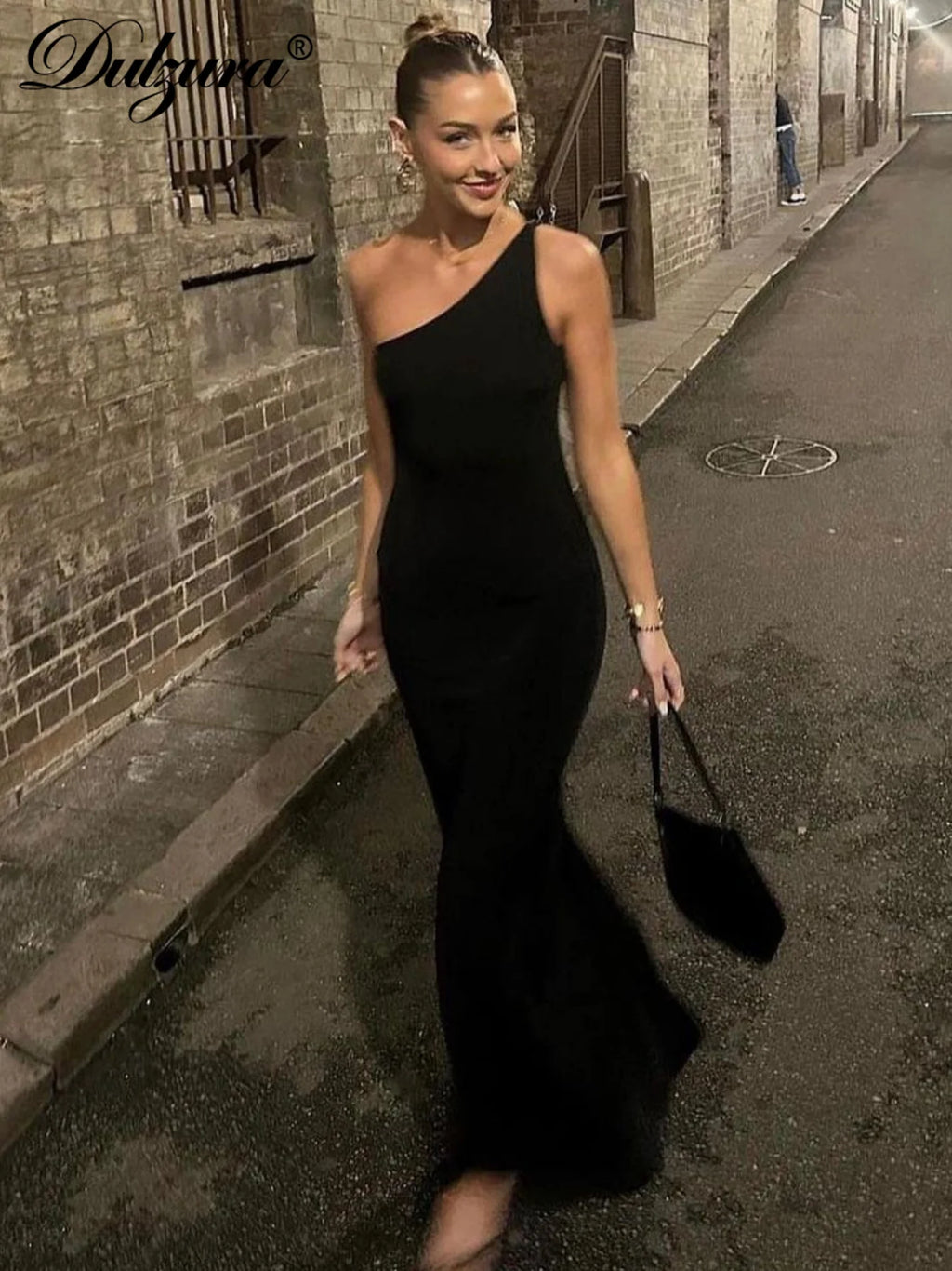 Dulzura One Shoulder Sleeveless Backless Long Dress Solid Sexy Elegant Casual Maxi Dress Party Club Streetwear Spring Summer