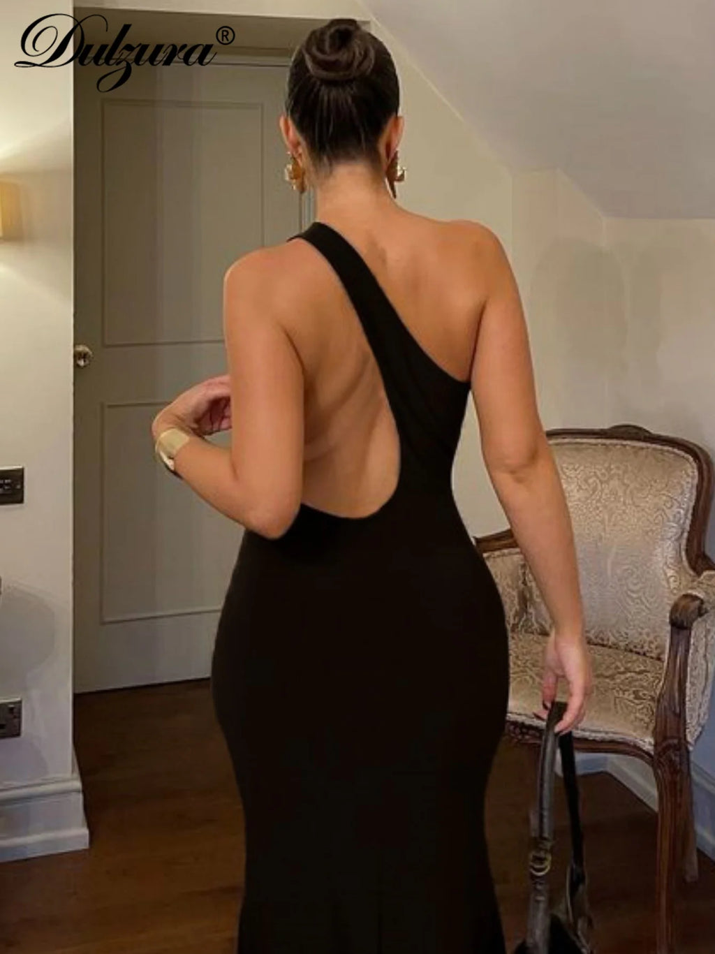 Dulzura One Shoulder Sleeveless Backless Long Dress Solid Sexy Elegant Casual Maxi Dress Party Club Streetwear Spring Summer